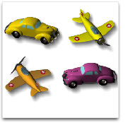 Model cars and aeroplanes