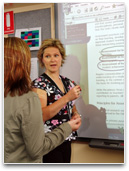 Teachers using interactive whiteboard
