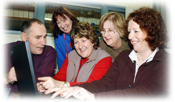 teachers working on computer