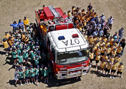 CFA truck surrounded by children
