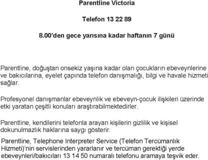 Parentline message - Turkish