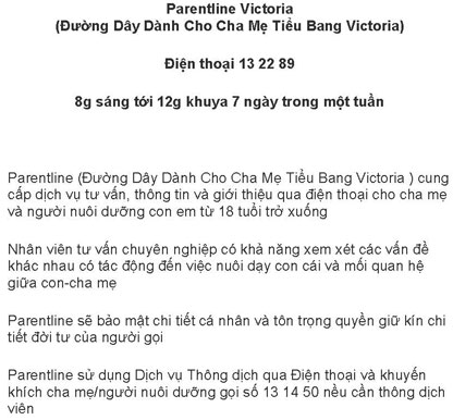 Parentline message - Vietnamese