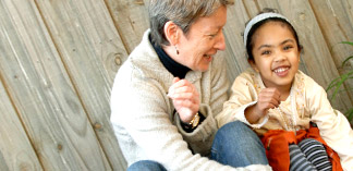 Education professional with student