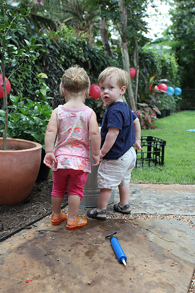 Two young children playing