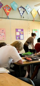 teacher working in classroom