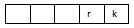 Letter chart with first 3 letter boxes blank, last 2 boxes 'r' and 'k'