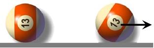 The same ball, first stationary, then rolling