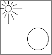 A round Earth in space and a distant sun.