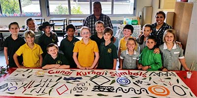 Bruthen Primary School students and symbols
