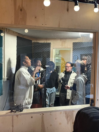Students in recording studio