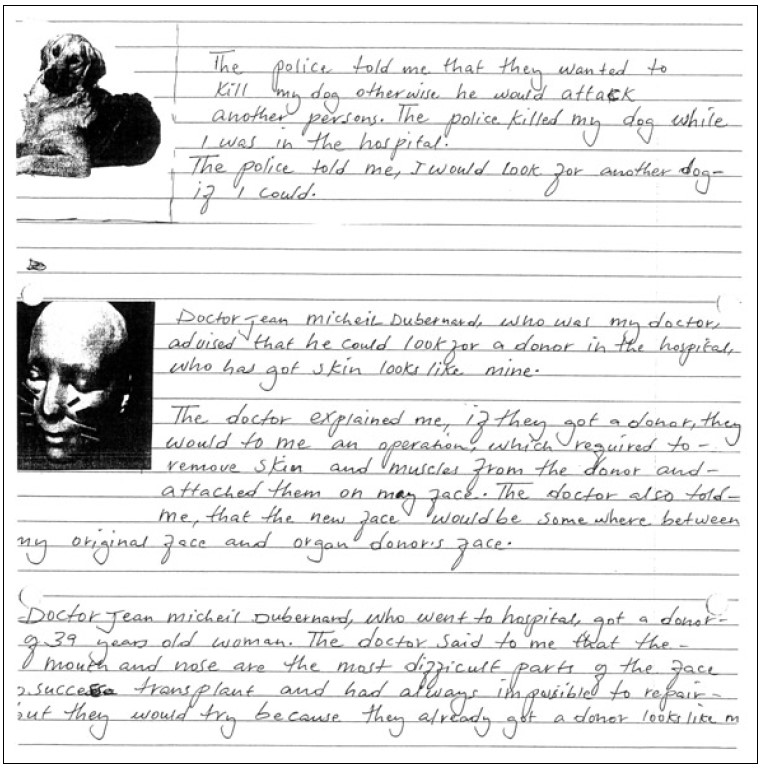 a photograph of students' handwritten stories