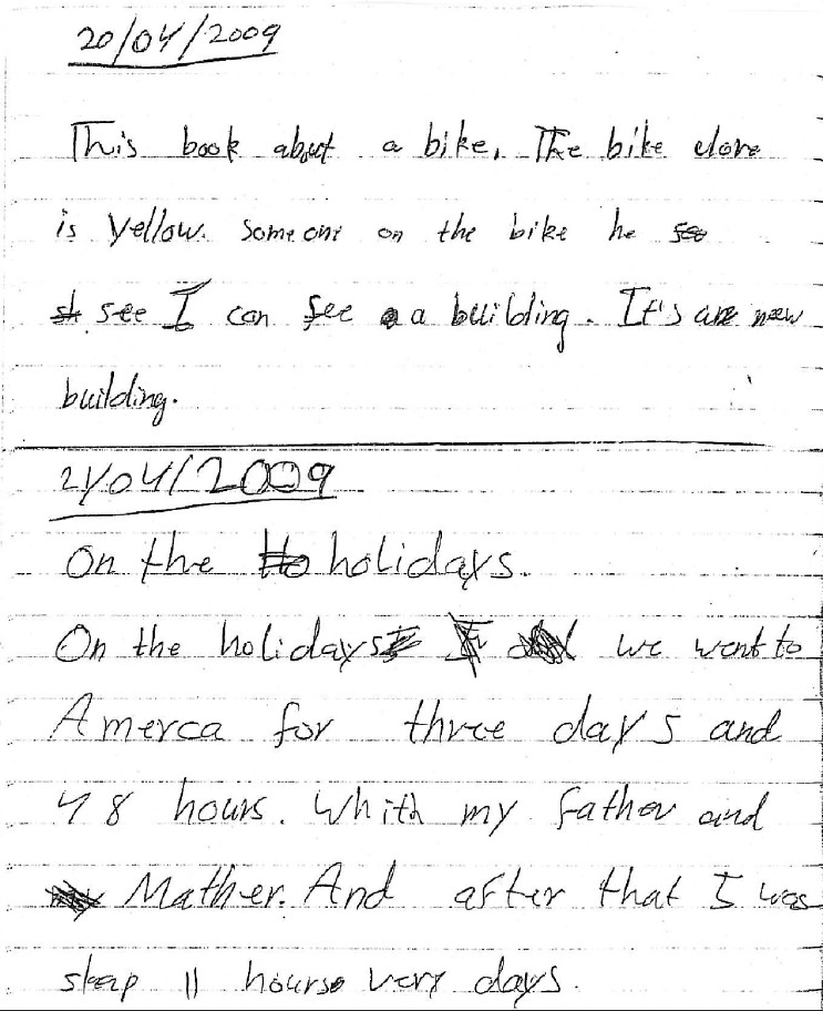 Student’s work in own handwriting.